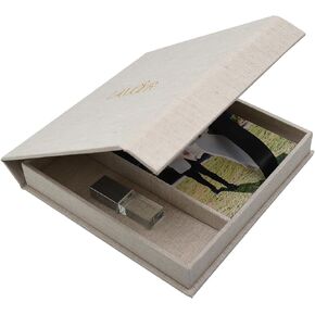 Professional Photography Linen Album Box Set with USB Storage Compartment (Fit 8x10 inch)