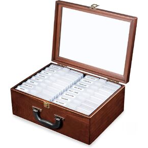 Photo Storage Box 4" x 6", 16 Inner Extra Large Organizer Acid-Free Photo Keeper Storage Case, Wooden Keepsake Box for Crafts and Photo Storage