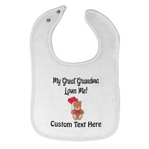 Toddler & Baby Bibs Burp Cloths Grandparents My Great Grandma Loves Me! Grandparents Cotton Baby Items for Baby Girl & Boy White Design Only