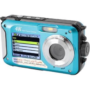 Underwater Camera, Digital Camera, Dual Screen Camera 2.8inch Screen, 4K 56MP Camera Portable Support Intelligent Face Detection for Underwater (Yellow) in Kuwait