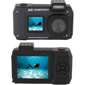 4K Underwater Camera, D50 10m/32.8ft Camera 48MP 16X Digital Zoom, Dual Screen Autofocus Floatable Digital Camera with 2500mAh Battery for Snorkeling Diving (Black)