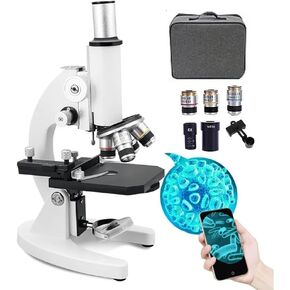 Biological Microscope, Monocular Optical Microscope Set, WF50X Eyepiece, 6X Teleconverter(12000x)