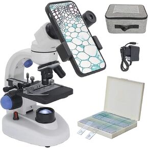 Compound LED Binocular Microscope, 40X-1000X Dual Illumination Laboratory Compound Microscope