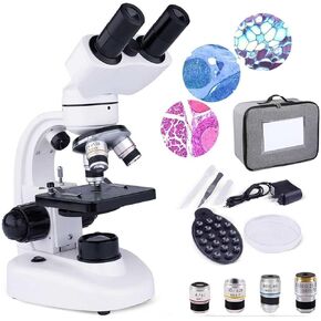 Binocular Compound Microscope - Microscope Slide Set/Bag/30 Sample Adapters/Mobile Powerful Biological Microscope(20000X)
