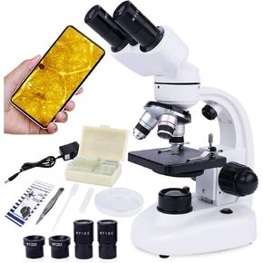 20000X Binocular Biological Microscope - Dual LED Illumination, HD Binocular Optical Microscope with 30 Samples