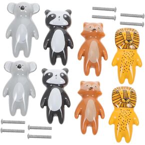 8pcs Cartoon Animal Drawer Pulls Ceramic Cabinet Door Knobs Children's Room Decorative Handles Easy Install Safe Material