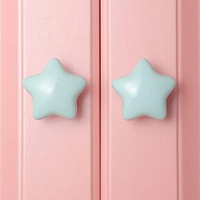 Ceramic Hook and Furniture Door Handles Kitchen Kindergarten Kids Room Wardrobe Cabinet Knobs Dresser Drawer Pulls 1pcs - (Color: bashou08tc-xing-lv)