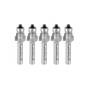 Amana Tool 47150-5 5-Pack Carbide Tipped No-File Trim .059 R x 1/2 D x 3/8 CH x 1/4 Inch SHK w/ Lower Ball Bearing Router Bits