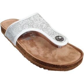 Very G Womens Danni Floral Detail Fashion Flip Flop Sandal
