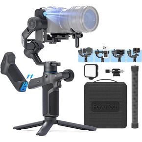 Feiyutech Scorp Mini 3 Pro Kit Gimbal مع AI Tracker ، [Bag+Fill Light+Poled Sextension+Armating Arm] مقبض قابلة للفصل مثبتات gimbal للكاميرا/الهاتف الذكي/الحركة الذكية (كحد أقصى 4.4 رطل)