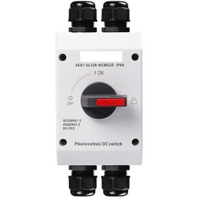 مفتاح عزلات الطاقة الشمسية الكهروضوئية في الهواء الطلق PV Solar Switch 4P 1000V 32A UKPM مقبض الدوران IP66 EKD7 (اتصال MG25)