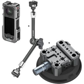 4.5 "كاميرا كأس الشفط مع قفص الكاميرا لـ Insta360 x5 و 11" الذراع السحرية