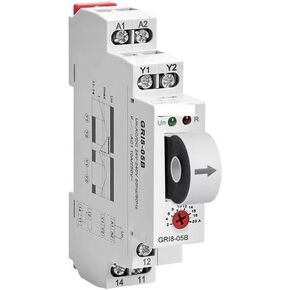 GRI8-05 DC Current Monitoring Relay Straight-Through 2A-20A AC24V-240V Over-Current Under-Current Protection(GRI8-05B-ACDC-Curren)