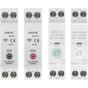 63A 1P+N Smart Switch Circuit Breaker Kwh Meter Monitor Timer Relay MCB Voltage Current Protection(Tuya Single,50A)