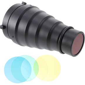Set of Conical Flash Tube Honeycomb Grid Diffusers for Studio Photography