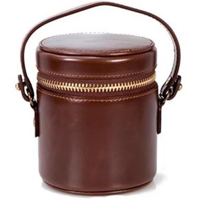 Genuine Leather Waterproof SLR Camera Lens case Storage Bag Digital Photography Camera Lens Protection Box Portable Lens Barrel(Belt Style M-BN)