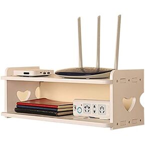Router Storage Box，Floating Wall Shelf Router Wall Mount Shelf Bracket Decorative Storage Rack 2 Tiers and Hide The Cable Power Strip Protector Hider Stands，C-50x20x18.5cm