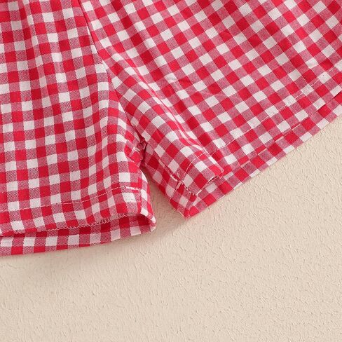 Toddler Baby Boy 4th of July Outfits American Flag T-Shirt Tops Plaid Shorts Set Fourth of July Boys Clothes in Kuwait