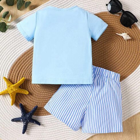 Zupora Baby Boy Clothes Toddler Summer Outfit Short Sleeve T-Shirt Embroidery Tshirt Elastic Waist Shorts Set 2 Piece in Saudi Arabia