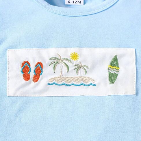 Zupora Baby Boy Clothes Toddler Summer Outfit Short Sleeve T-Shirt Embroidery Tshirt Elastic Waist Shorts Set 2 Piece in Saudi Arabia