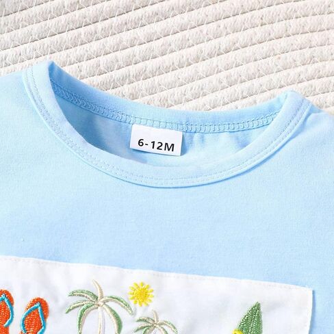 Zupora Baby Boy Clothes Toddler Summer Outfit Short Sleeve T-Shirt Embroidery Tshirt Elastic Waist Shorts Set 2 Piece in Saudi Arabia