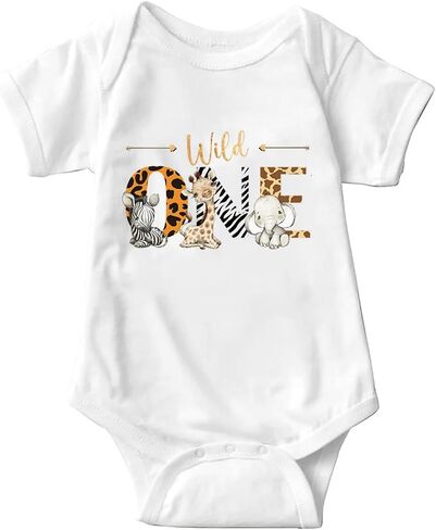 Wild Animal One Baby Bodysuit Girls Boys Newborn Funny Graphic Clothes Short Sleeve Infant Romper in Saudi Arabia