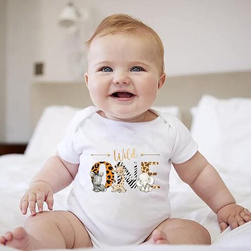 Wild Animal One Baby Bodysuit Girls Boys Newborn Funny Graphic Clothes Short Sleeve Infant Romper in Saudi Arabia