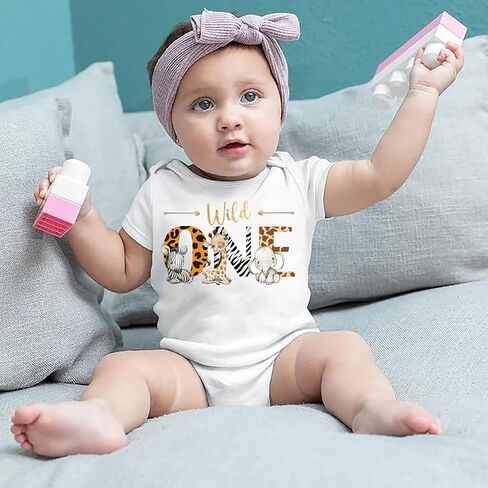 Wild Animal One Baby Bodysuit Girls Boys Newborn Funny Graphic Clothes Short Sleeve Infant Romper in Saudi Arabia