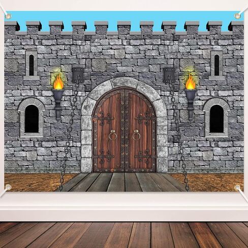 Tranqun Medieval Party Decorations Castle Backdrop Knight Wall Backdrop Keepers of The Castle Decorations for Medieval Themed Party Supplies(Castle Walls,7 x 5 ft) in Saudi Arabia