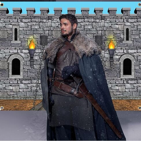 Tranqun Medieval Party Decorations Castle Backdrop Knight Wall Backdrop Keepers of The Castle Decorations for Medieval Themed Party Supplies(Castle Walls,7 x 5 ft) in Saudi Arabia