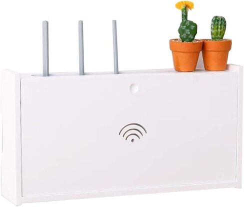 Wireless Router Storage Box Wall-Mounted WiFi TV Set-top Box Rack Socket Shield Box，Beige-48 * 10 * 25cm in Kuwait