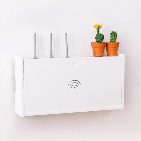 Wireless Router Storage Box Wall-Mounted WiFi TV Set-top Box Rack Socket Shield Box，Beige-48 * 10 * 25cm in Kuwait