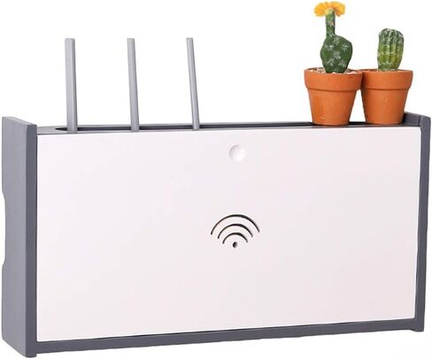 Wireless Router Storage Box Wall-Mounted WiFi TV Set-top Box Rack Socket Shield Box，Beige-48 * 10 * 25cm in Kuwait