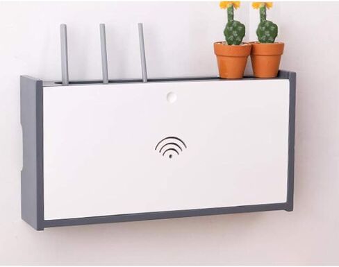Wireless Router Storage Box Wall-Mounted WiFi TV Set-top Box Rack Socket Shield Box，Beige-48 * 10 * 25cm in Kuwait