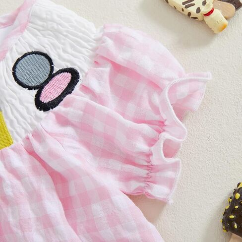 Embroidery Newborn Baby Girl Romper Smocked Bubble Rompers Short Sleeve Crew Neck Bodysuit Summer Clothes in Saudi Arabia