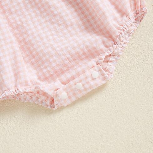 Embroidery Newborn Baby Girl Romper Smocked Bubble Rompers Short Sleeve Crew Neck Bodysuit Summer Clothes in Kuwait