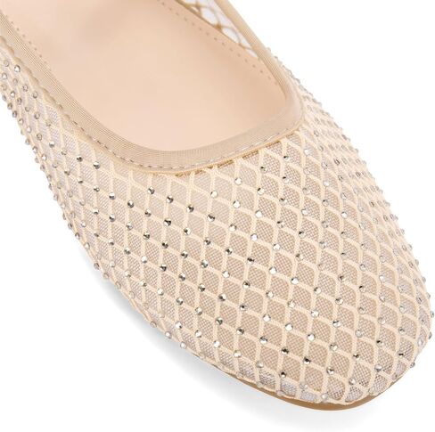 Perphy Rhinestone Breathable Mesh Ballet Flats Pumps for Women in Saudi Arabia