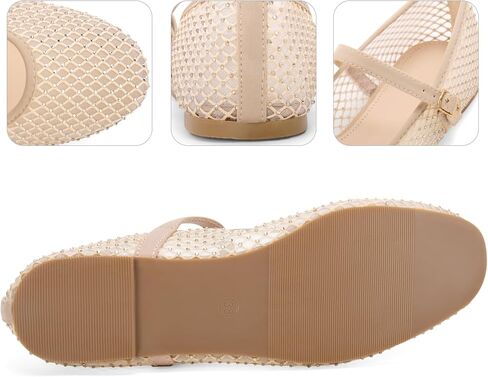 Perphy Rhinestone Breathable Mesh Ballet Flats Pumps for Women in Saudi Arabia