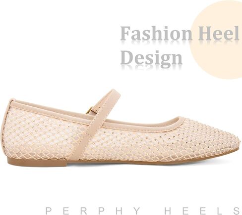 Perphy Rhinestone Breathable Mesh Ballet Flats Pumps for Women in Saudi Arabia
