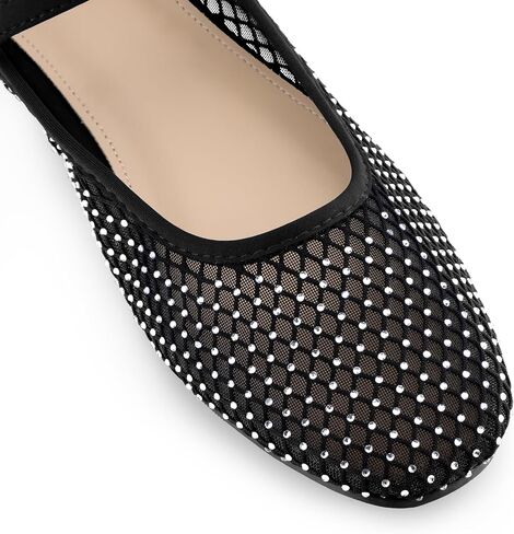 Perphy Rhinestone Breathable Mesh Ballet Flats Pumps for Women in Saudi Arabia
