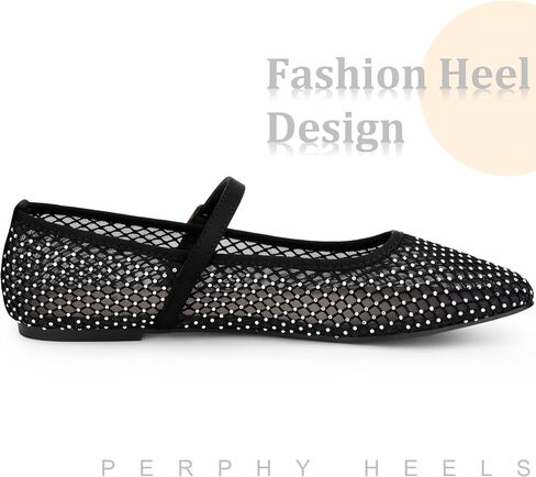 Perphy Rhinestone Breathable Mesh Ballet Flats Pumps for Women in Saudi Arabia