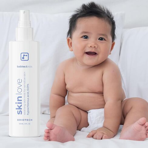 BRIOTECH Babies & Kids Skin Love, Soothing Hypochlorous Acid Spray, Pure HOCl for Sensitive Skin, Calm Redness & Bumps, Support Against Diaper Irritation, Gentle & Vegan, 2 fl oz Travel Size in Kuwait