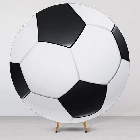 6.5Ft Round Spandex Backdrop Cover - Sports Theme Arch Backdrop for Party & Photography - Birthday Decoration, No Stand or Balloons Included(Black and White) in Saudi Arabia