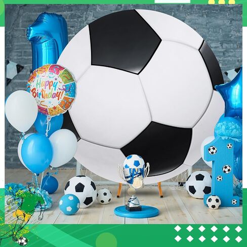 6.5Ft Round Spandex Backdrop Cover - Sports Theme Arch Backdrop for Party & Photography - Birthday Decoration, No Stand or Balloons Included(Black and White) in Saudi Arabia