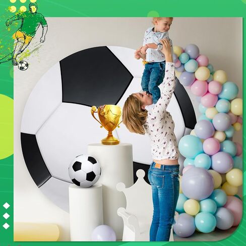 6.5Ft Round Spandex Backdrop Cover - Sports Theme Arch Backdrop for Party & Photography - Birthday Decoration, No Stand or Balloons Included(Black and White) in Saudi Arabia