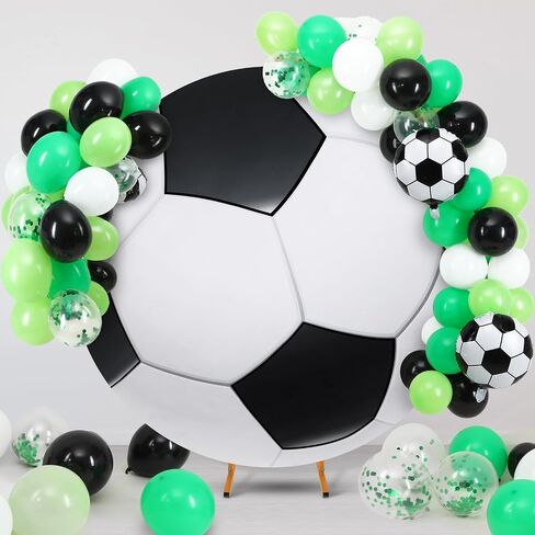 6.5Ft Round Spandex Backdrop Cover - Sports Theme Arch Backdrop for Party & Photography - Birthday Decoration, No Stand or Balloons Included(Black and White) in Saudi Arabia