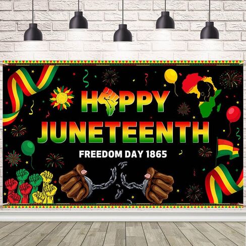 BACKTERTH JUNETETH HAPPY JUNETEDENT BANDAY BANNER 1865 يونيو التاسع عشر من الحرية ديكور الحزب لأمريكيين من أصل أفريقي للتصوير الفوتوغرافي الخلفية 70.8 × 43.3INCH in Saudi Arabia