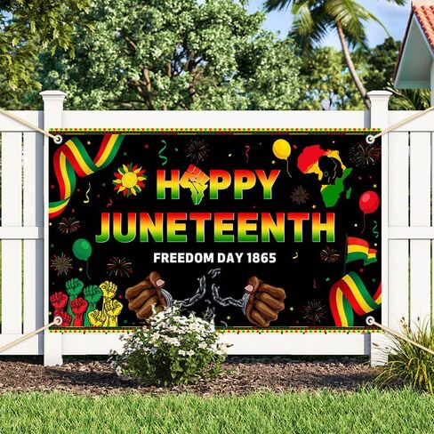BACKTERTH JUNETETH HAPPY JUNETEDENT BANDAY BANNER 1865 يونيو التاسع عشر من الحرية ديكور الحزب لأمريكيين من أصل أفريقي للتصوير الفوتوغرافي الخلفية 70.8 × 43.3INCH in Saudi Arabia
