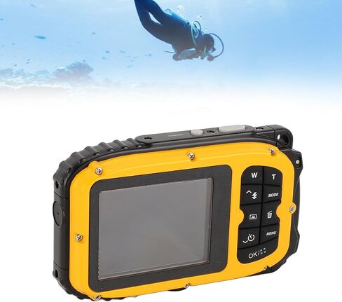 GOWENIC Underwater Camera, 1080P 48MP 5M Digital Camera with 2.4 Color Screen, Auto Focus, 16x Digital Zoom, Anti Shake, 32GB TF Card, Face Recognition for Diving (Yellow) in Saudi Arabia