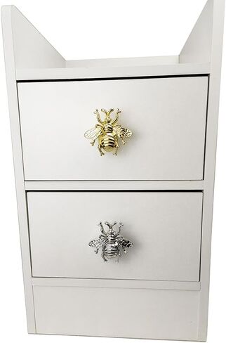 1 PC Bee Drawer Handles Metal Animal Furniture Wardrobe Knob Cute Gold VintaSilver European Style| | - - (Color: Silver) in Saudi Arabia